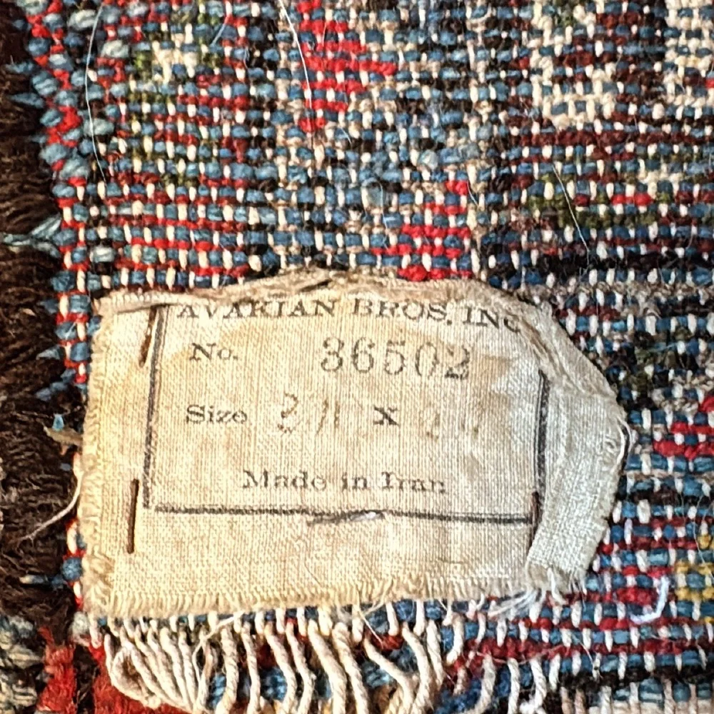 Vintage Red and White Geometric Rug